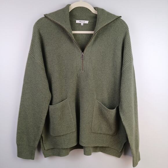 Madewell SZ M Glenbrook Half-Zip Pullover Sweater In Palm - Picture 2 of 5